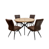 Carson Round Oak Veneer Dining Table with 4 Ellison Chairs - Pendle Village Furniture